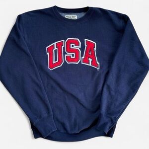 Steve and Barry’s Heavyweight Navy Blue USA Logo Embroidered Sweatshirt Sweater
